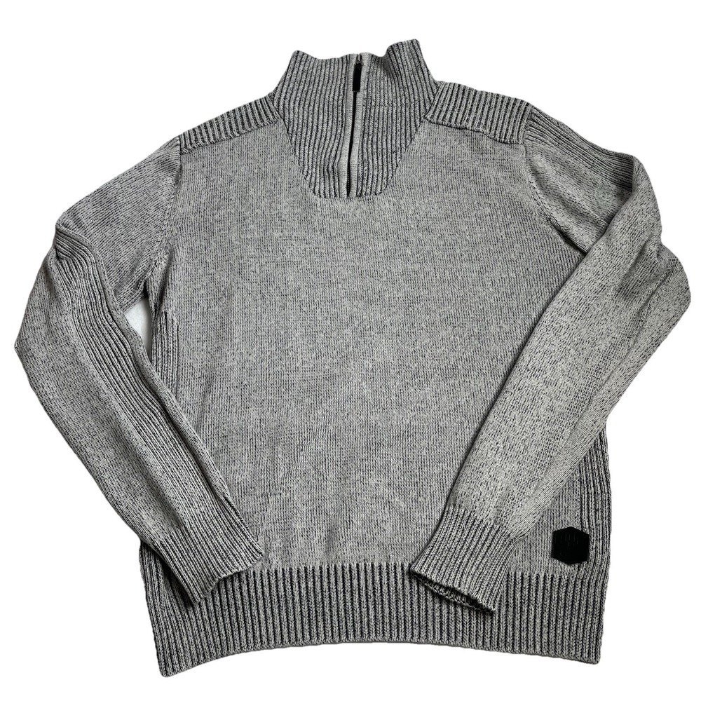 Projek Raw Sweater Jacket Mens Size L Ribbed Neck 1/4 Zip Gray Long Sleeve Y2K